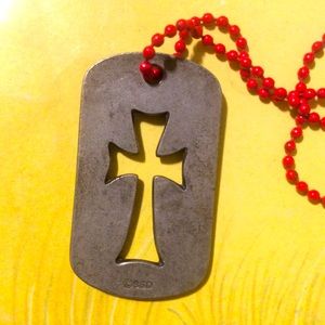 BSD marked cross steel/silver Necklace unisex 60s